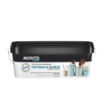 Vopsea IGIENIZANTA ANTIMUCEGAI – specială pentru bucătării, băi, locuinte, beton, zidarie, ciment, caramida, inodora, pe bază de apă, interior/exterior Monto, Alb, 2,5L