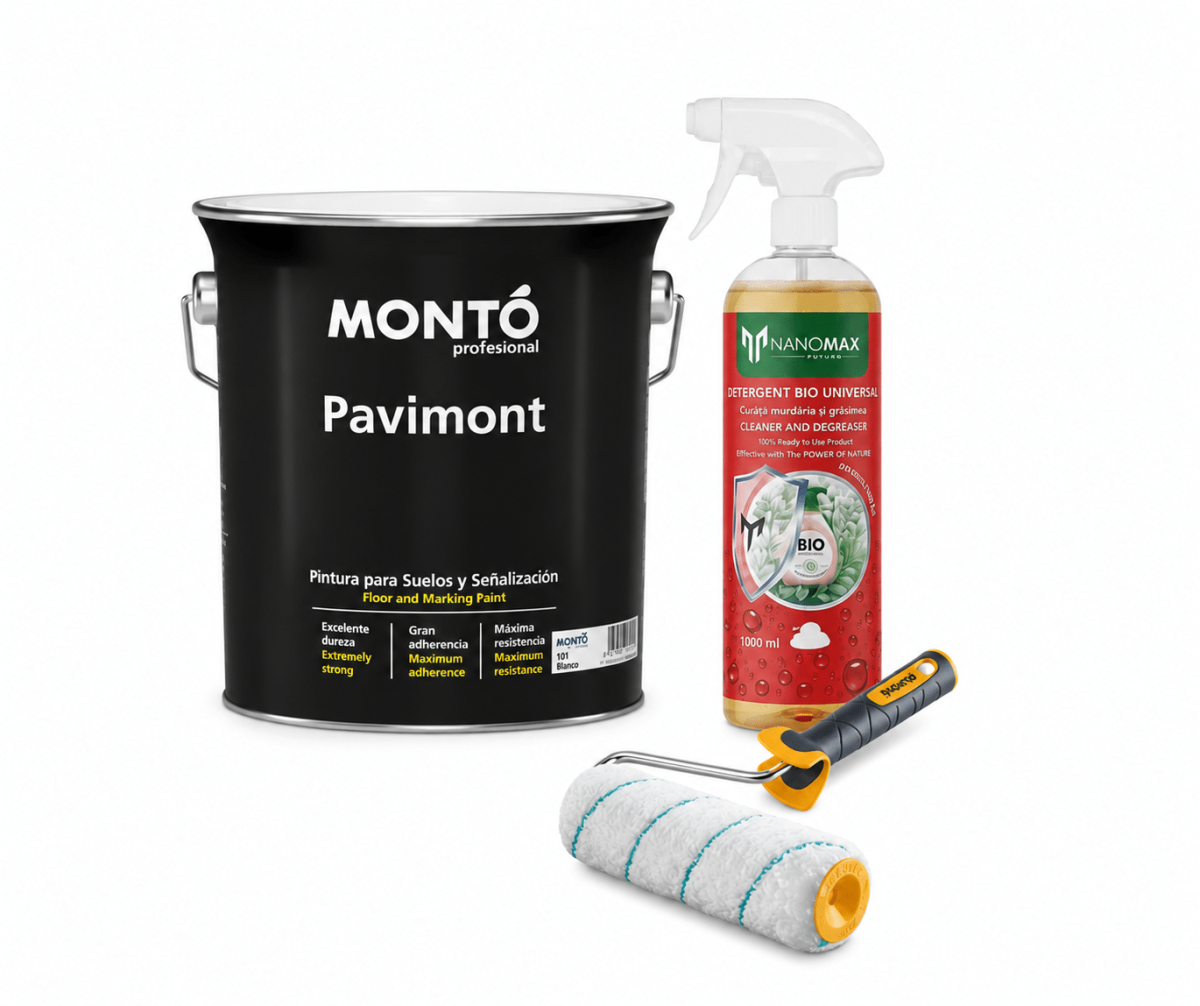 kit-biocleanerpavimont KIT Recondiționare Pavaj Vechi – Curățare + Vopsire Profesională NanoMax Vopsea Pave Plus, Protectie Hidrofoba NanoMax 4L + Detergent Curățare 1L + Trafalet, Manusi NanoMax - imagine 1