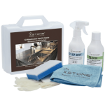 KIT COMPLET PROFESIONAL detergent + protectie pete de cafea, vin, ulei, grasimi pentru suprafete din piatra naturala, marmura, granit, cuartit, Blaturi Bucatarie, Baie, Grezzi, XSTONE, 250ml