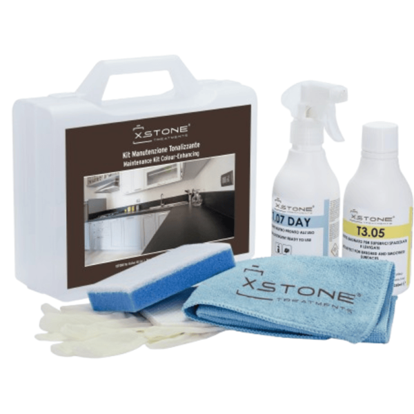 KIT COMPLET PROFESIONAL INTENSIFICATOR care reda STRALUCIREA originala a BLATURILOR de bucatarie, de baie, a pietrelor, gresiei, marmurei, granitului, Blaturi Bucatarie, Baie, Tonalizzante, XSTONE, 250ml